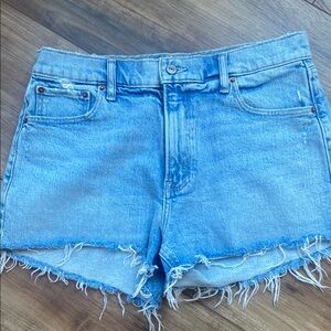 Abercrombie Light Blue Frayed Hem Jean Shorts